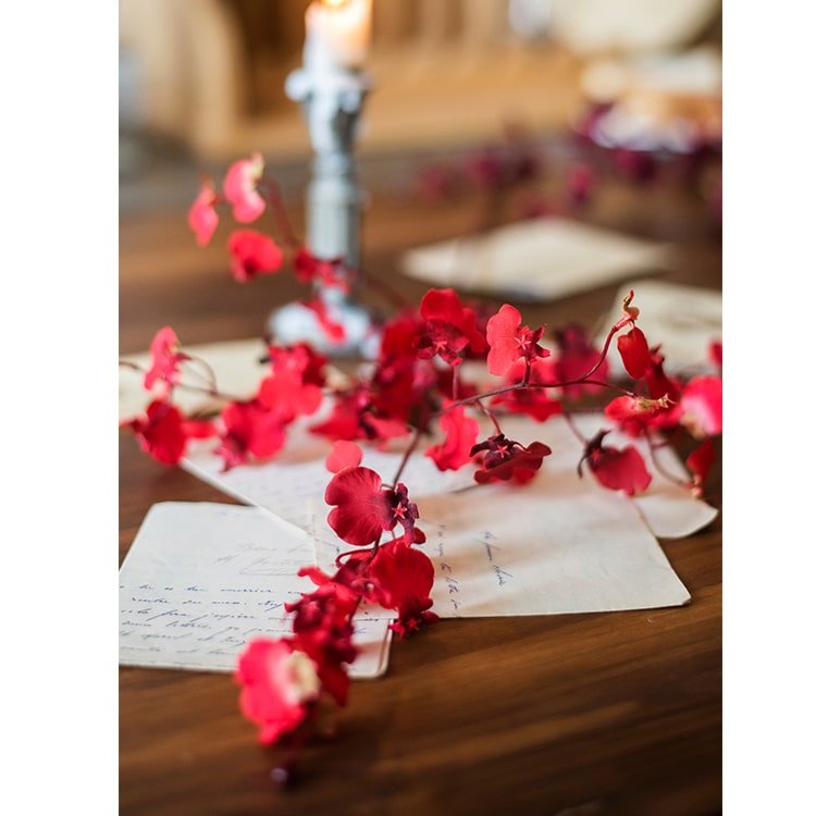 Artificial Oncidium Orchid Stem in Red - 31"