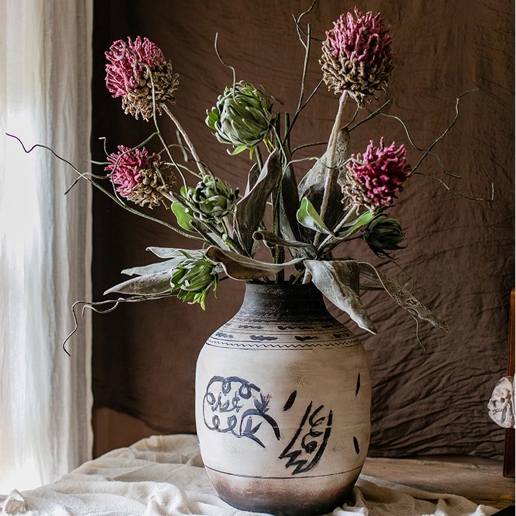 Artificial Tall Stem Flower Mulan Thistle - 43"