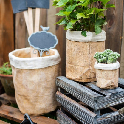 Paper Bag Style Concrete Garden Pots