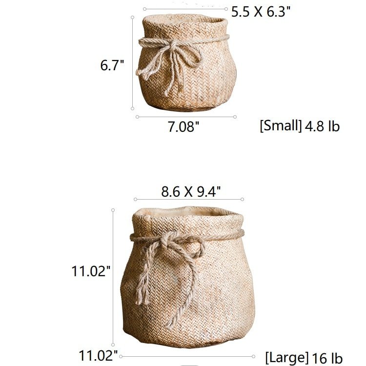 Ribbon Bag Style Concrete Garden Pots