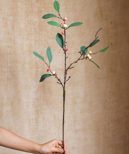 Artificial Fruit Snow Berry Leaf Stem - 28 inch