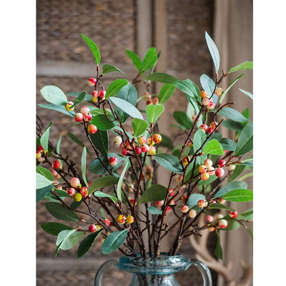 Artificial Fruit Snow Berry Leaf Stem - 28 inch