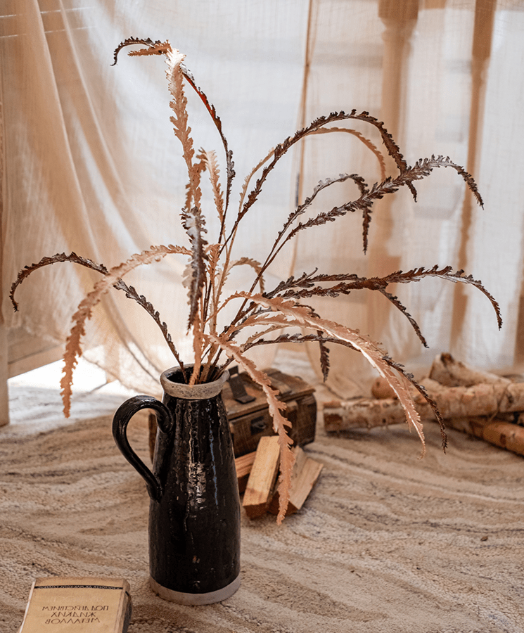 Artificial Spider Brake Fern Stem in Brown -43 inch
