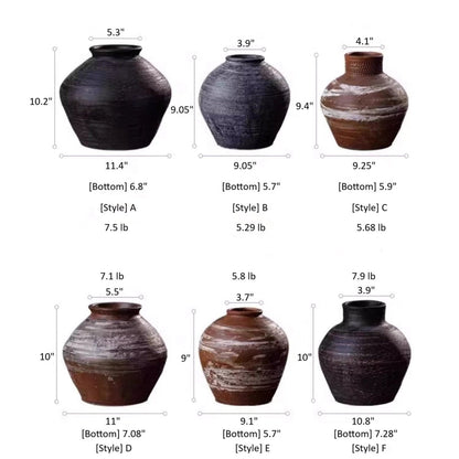Vintage Wabi-Sabi Style Ceramic Jar Planters