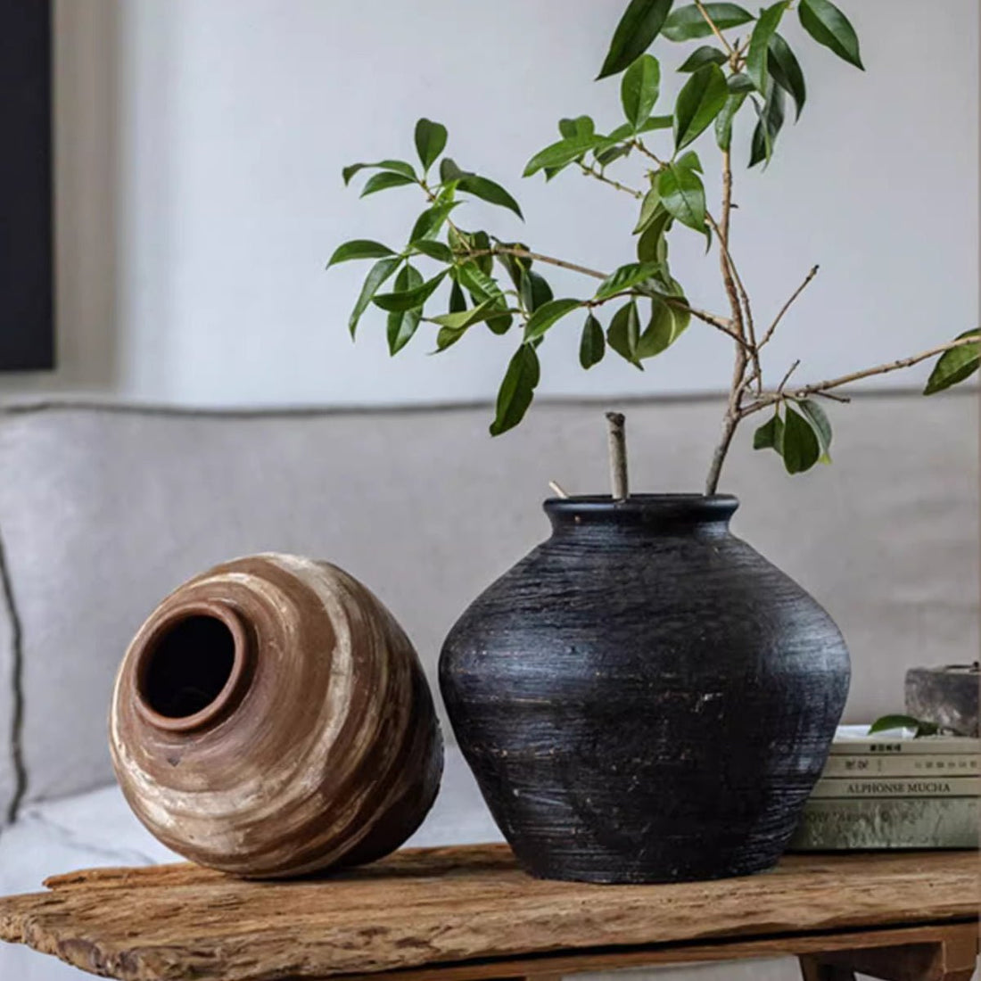Vintage Wabi-Sabi Style Ceramic Jar Planters