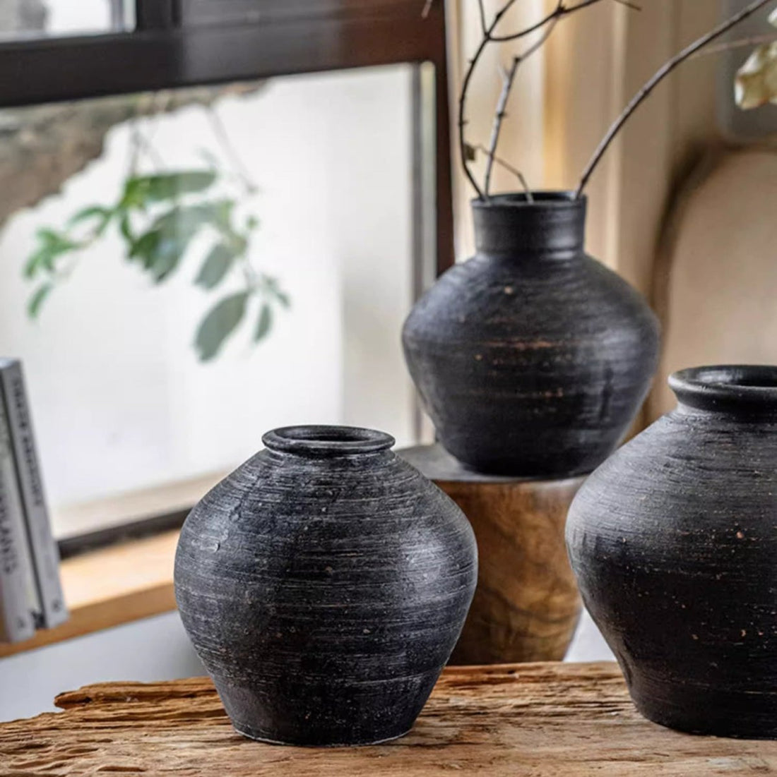 Vintage Wabi-Sabi Style Ceramic Jar Planters