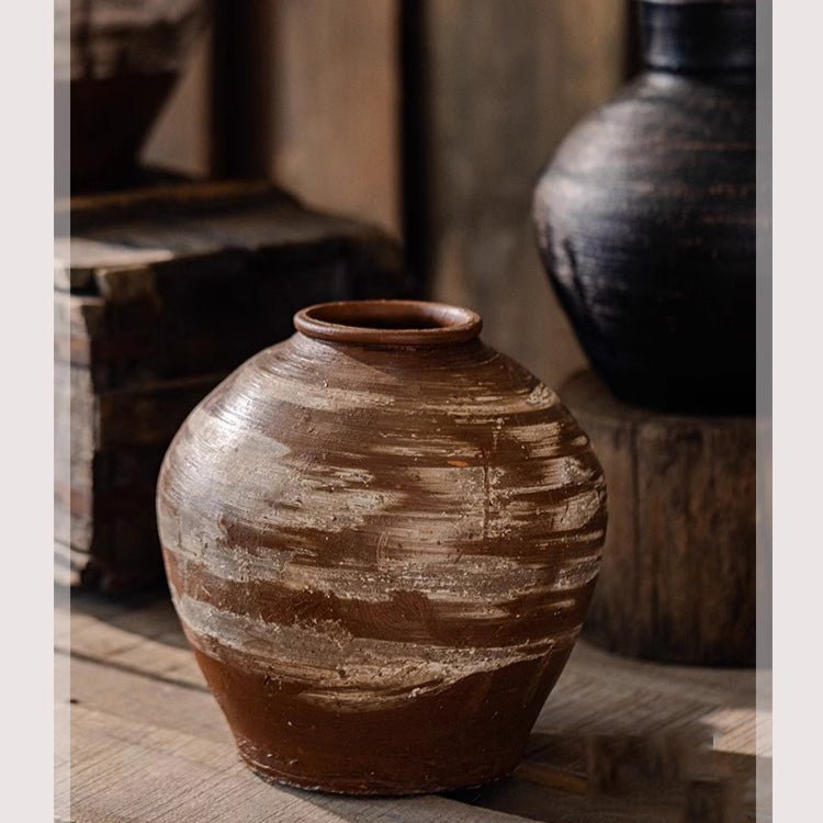 Vintage Wabi-Sabi Style Ceramic Jar Planters