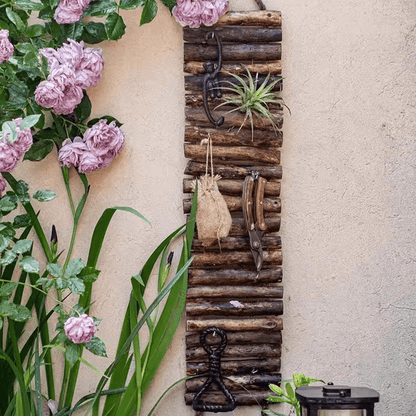 Rustic Wooden Ladder Garden Tool Organizer
