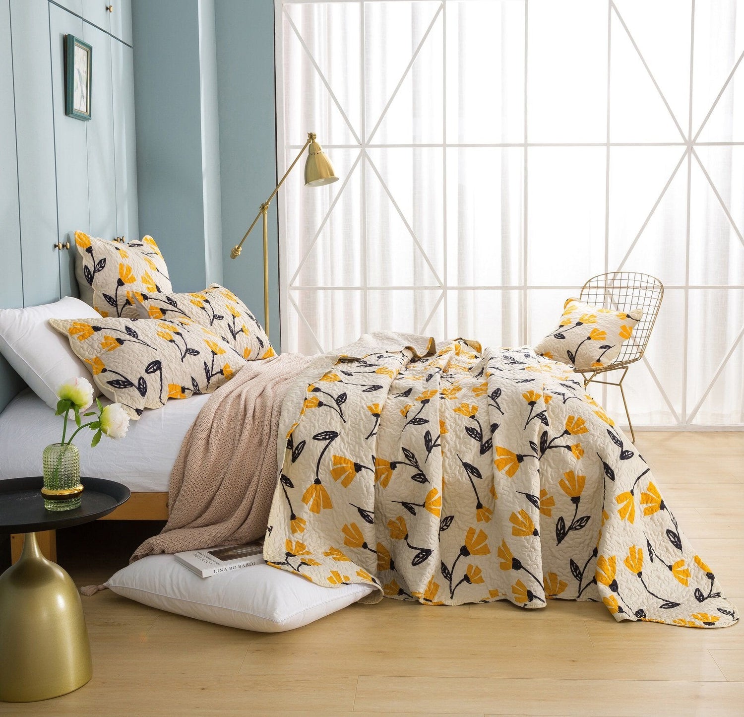 Bed in a Bag Bundle Set - Yellow Fleur