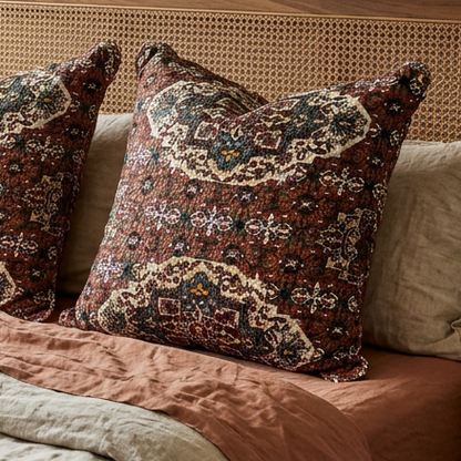 Folk Style Scalloped Euro Pillow Sham Cover - 26 x 26"