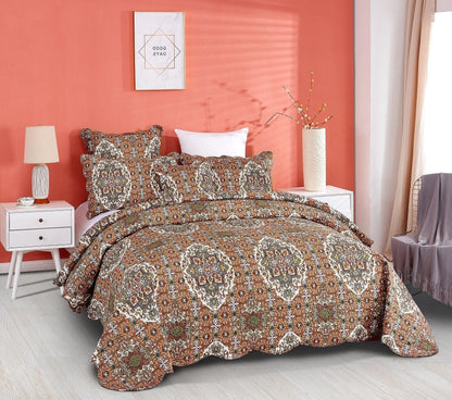 Folk Ogee Moroccan Scalloped Quilted Bedding Set