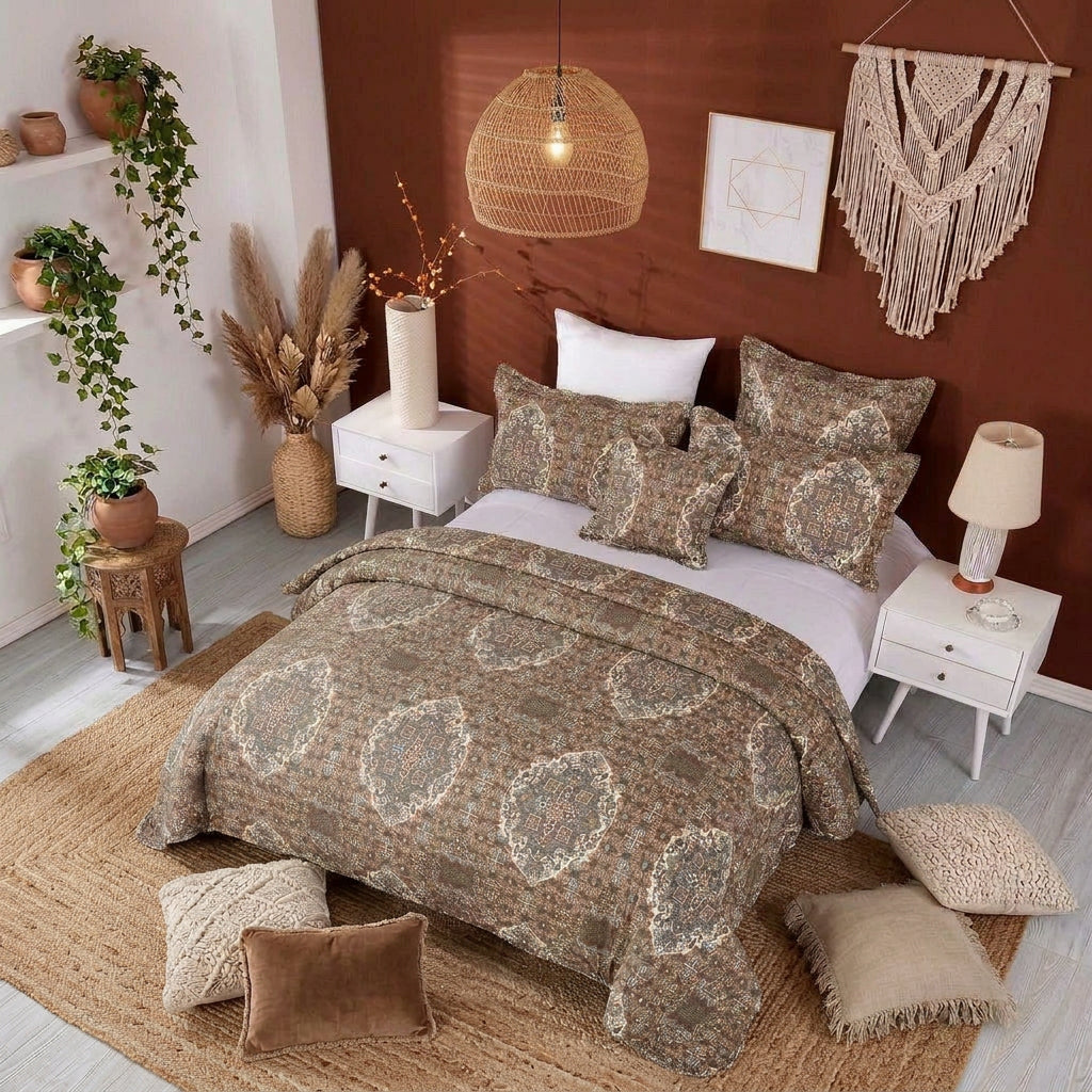 Folk Ogee Moroccan Scalloped Quilted Bedding Set