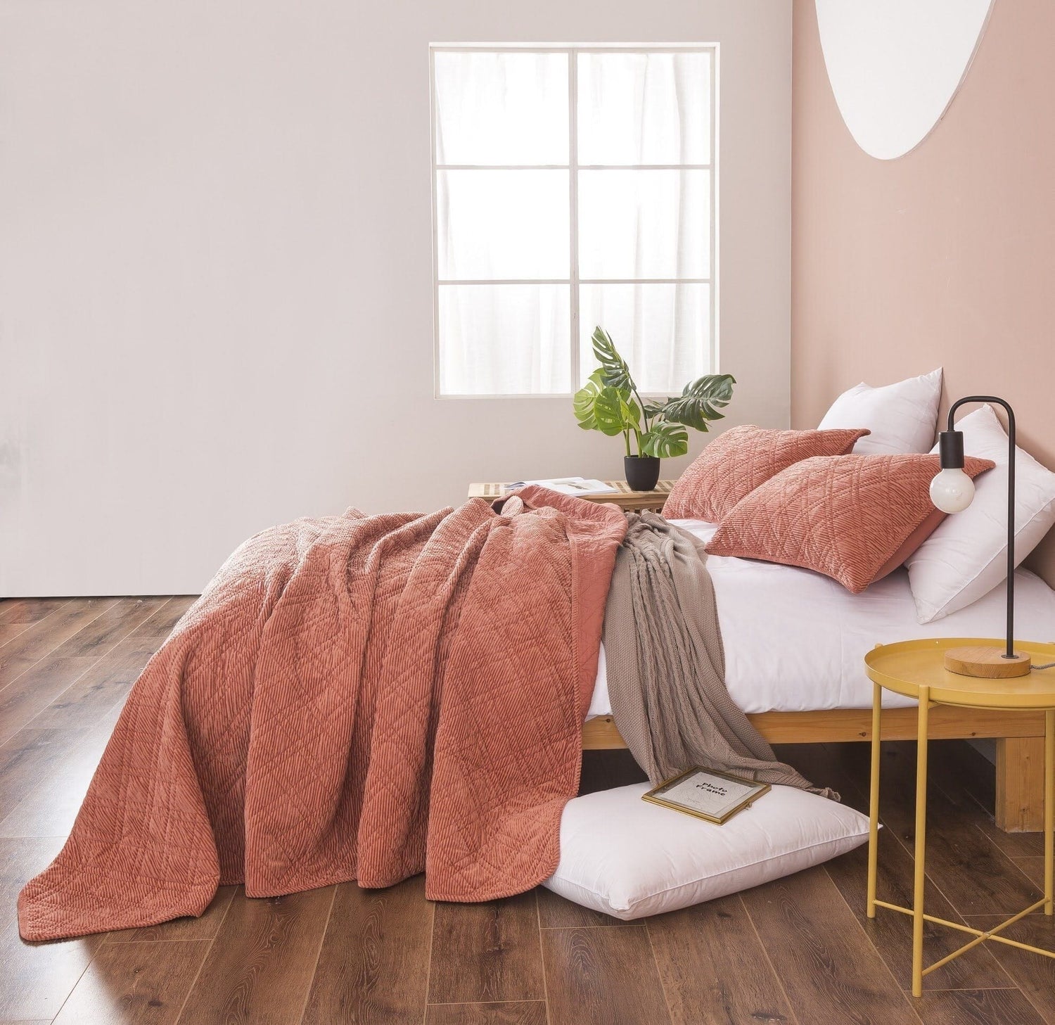 Terracotta Soft Velour Corduroy Bedding Set