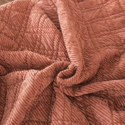 Terracotta Soft Velour Corduroy Bedding Set