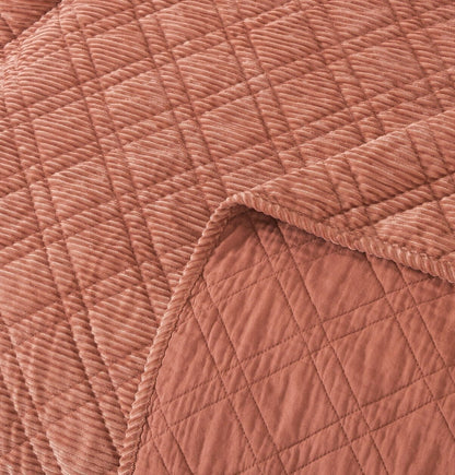 Terracotta Soft Velour Corduroy Bedding Set