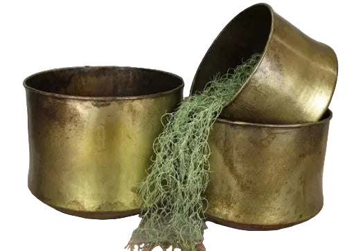 Old Brass Metal Planters - 3 Size Options