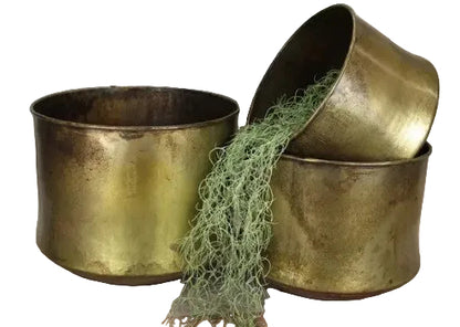 Old Brass Metal Planters - 3 Size Options