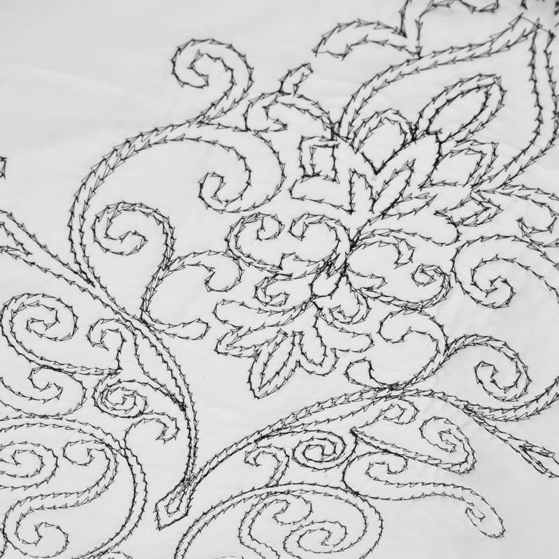 White Damask Embroidered 4 Piece Oversized Bedspread Set - King