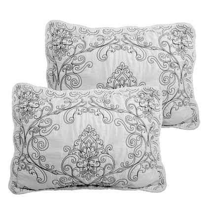 White Damask Embroidered 4 Piece Oversized Bedspread Set - King