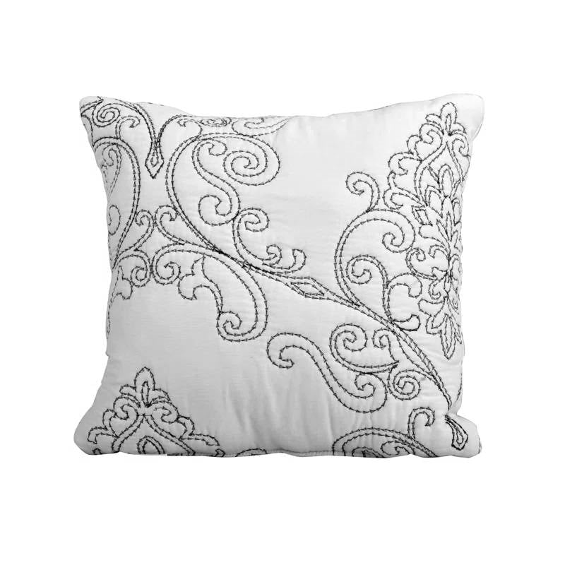 White Damask Embroidered 4 Piece Oversized Bedspread Set - King