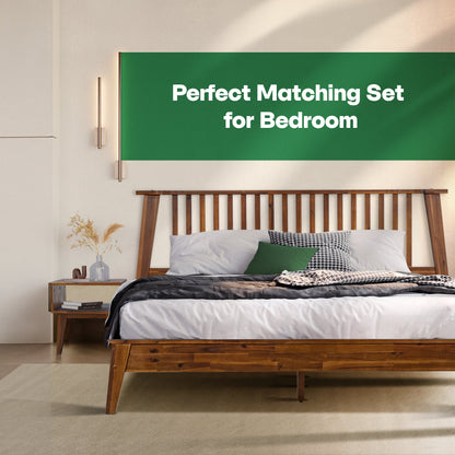 Kaylin Acacia Bed Frame &amp; Nightstand Set