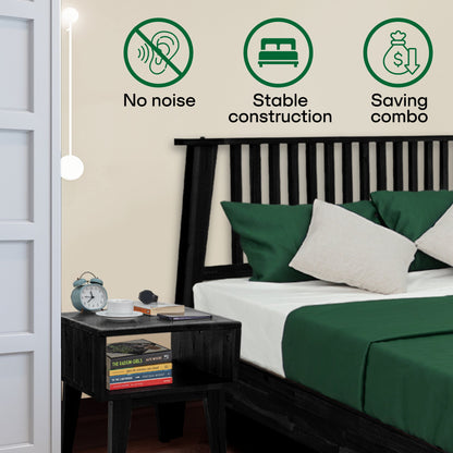 Kaylin Acacia Bed Frame &amp; Nightstand Set