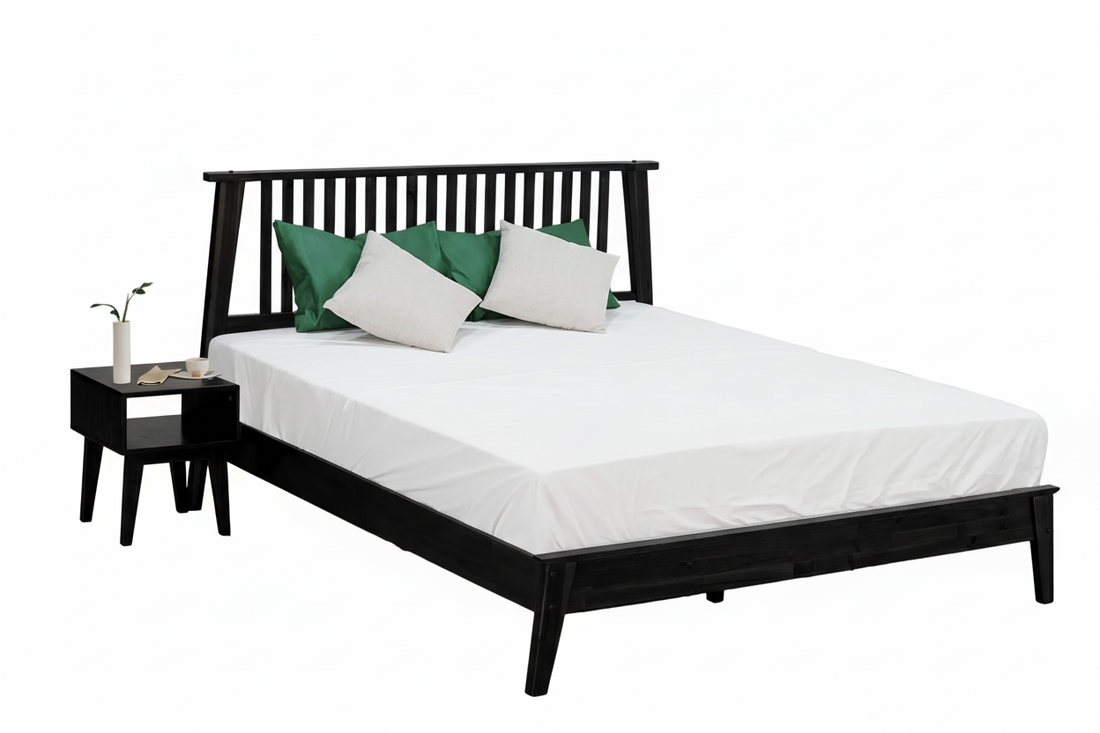 Kaylin Acacia Bed Frame &amp; Nightstand Set