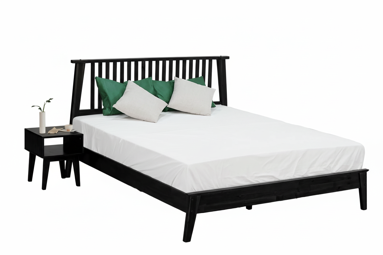 Kaylin Acacia Bed Frame &amp; Nightstand Set