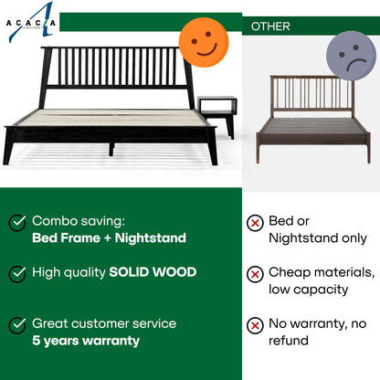 Kaylin Acacia Bed Frame &amp; Nightstand Set