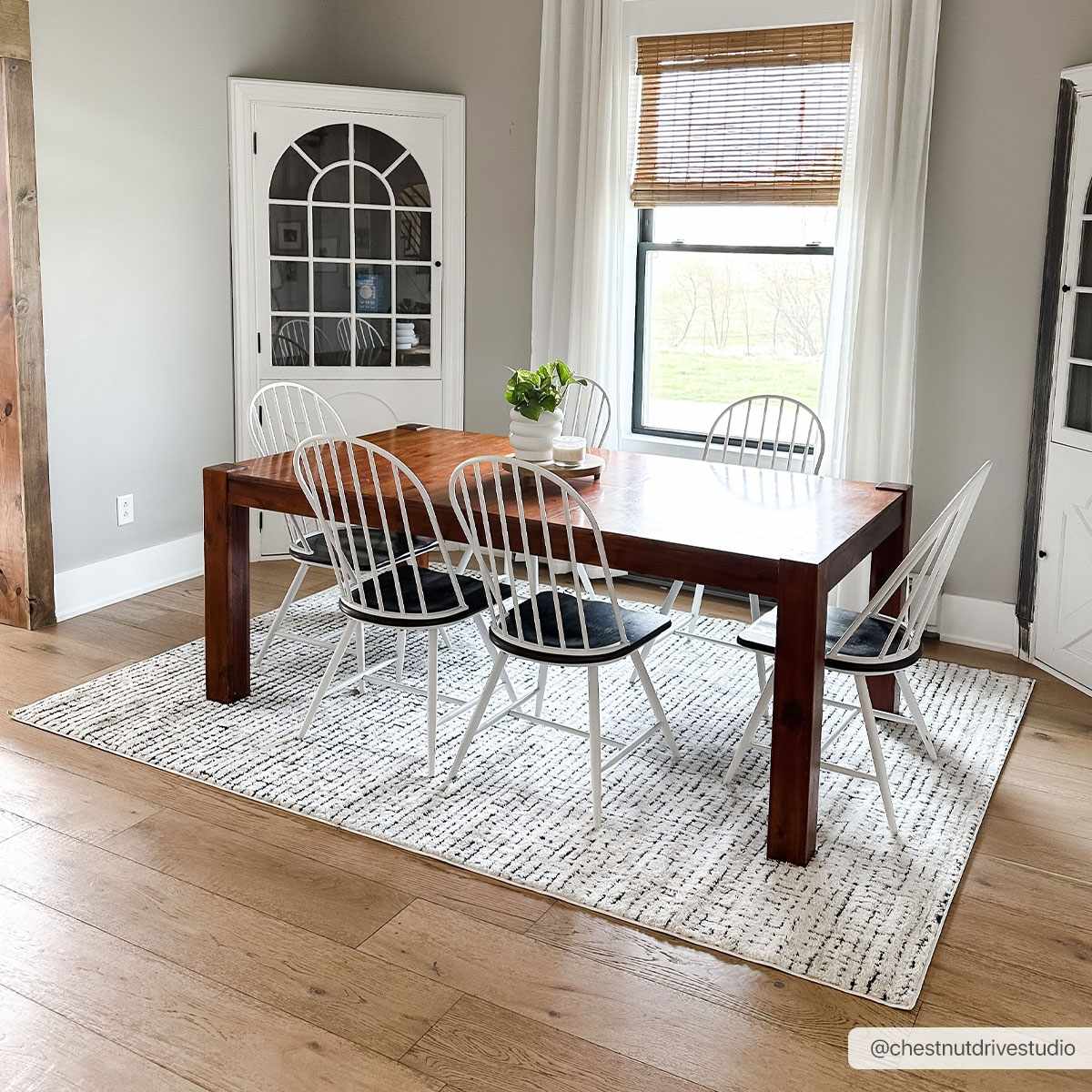 Keita Cream &amp; Black Grid Plush Rug
