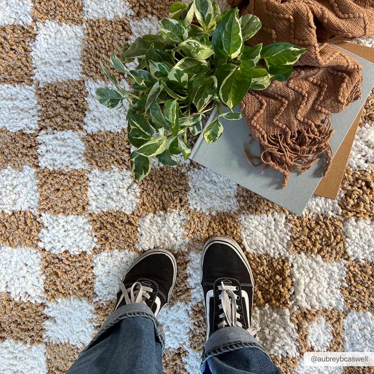 Kieu Mustard &amp; Ivory Checkered Area Rug