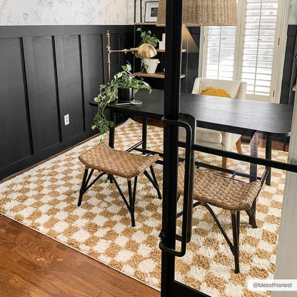 Kieu Mustard &amp; Ivory Checkered Area Rug