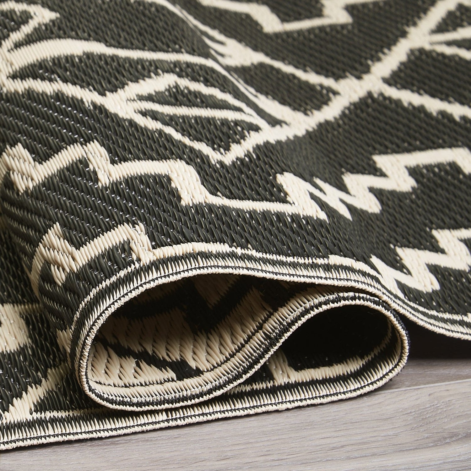 (SALE) Kilimanjaro - Black Reversible Outdoor Rug