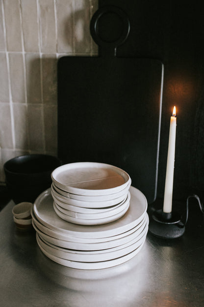Sonnet Dinner Plate - Matte White/Glossy White - Set of 6