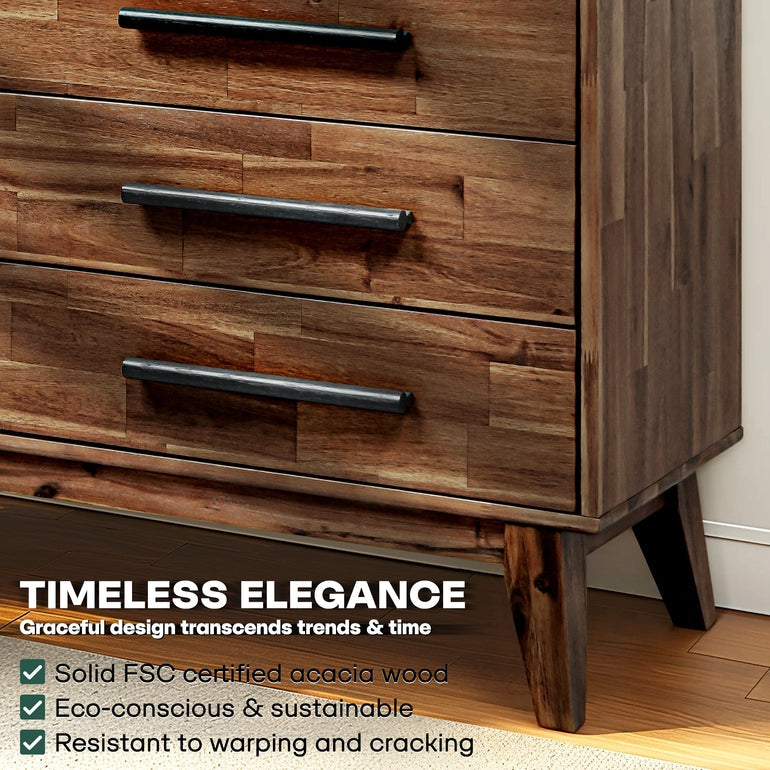 Acacia Legacy Solid Wood Dresser in Caramel or Walnut