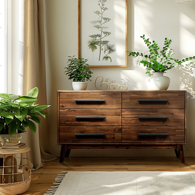 Acacia Legacy Solid Wood Dresser in Caramel or Walnut