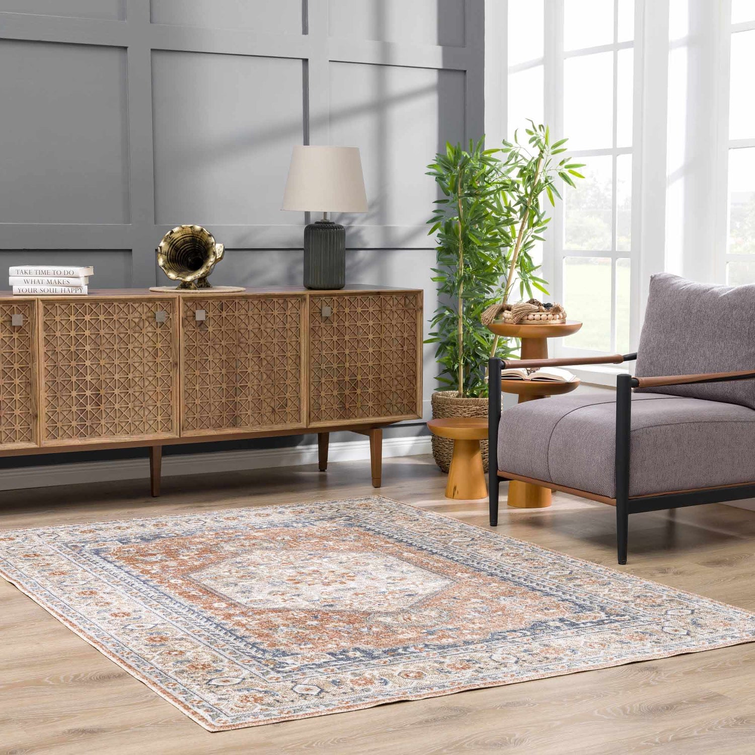 Gael Rust Boutique Washable Rug
