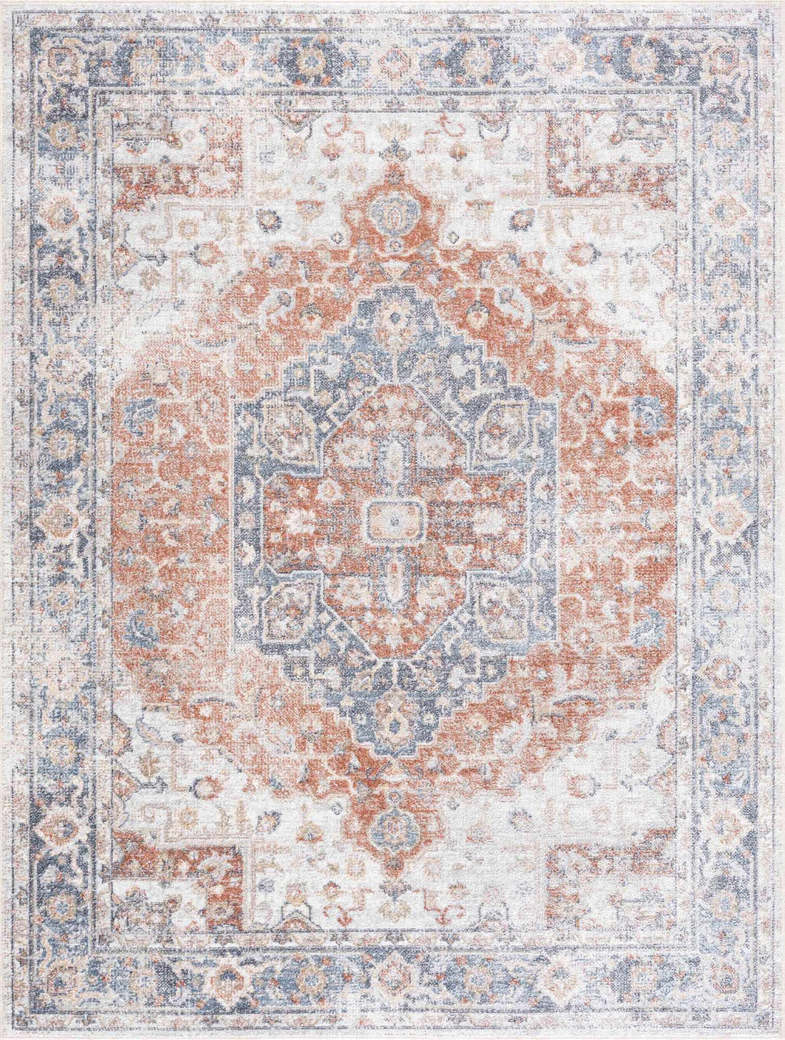 Akram Gray &amp; Orange Washable Area Rug - Clearance