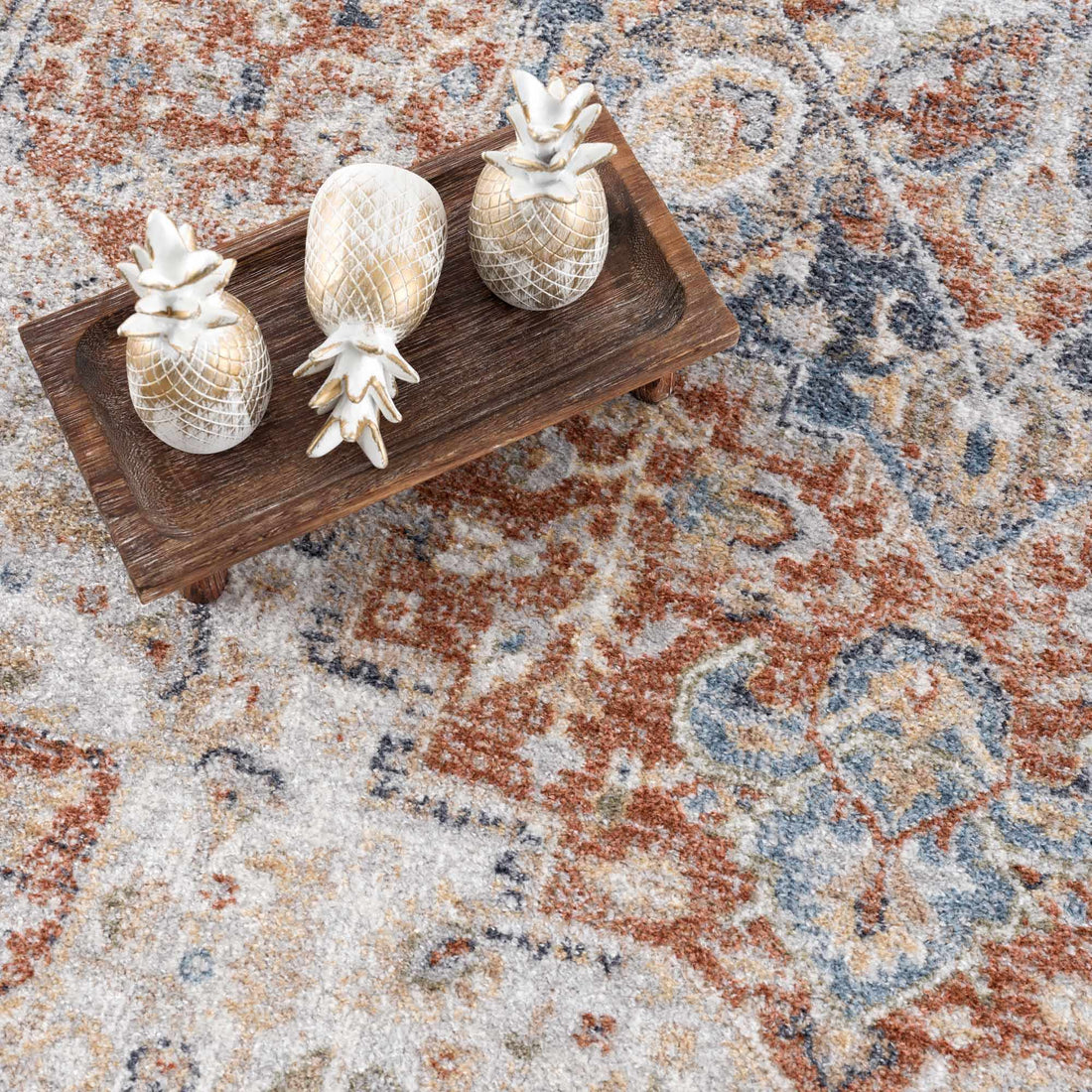 Akram Gray &amp; Orange Washable Area Rug - Clearance