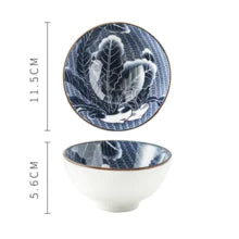 Navy Printed Porcelain Bowls - 4 Patterns