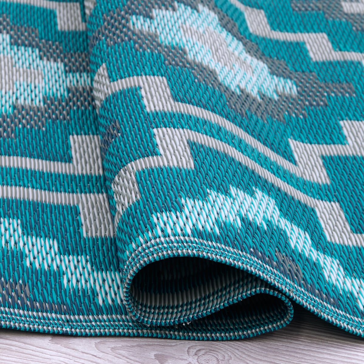 Lhasa - Teal Outdoor Rug for Patio FINAL SALE