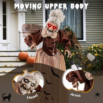 Life-Size Animatronic Scary Old Lady Prop