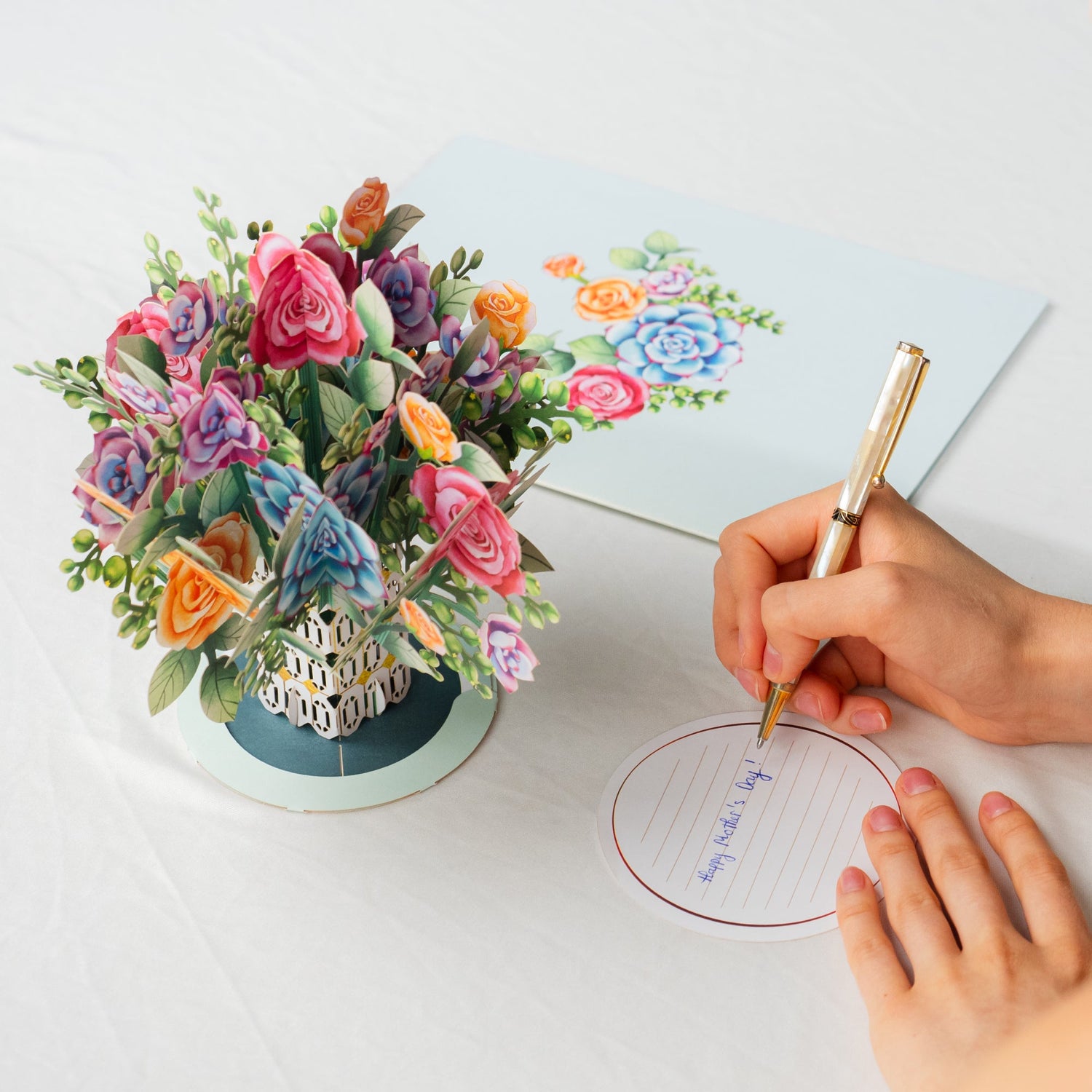 Roses and Succulent Oversized Pop Up Card with Keepsake
