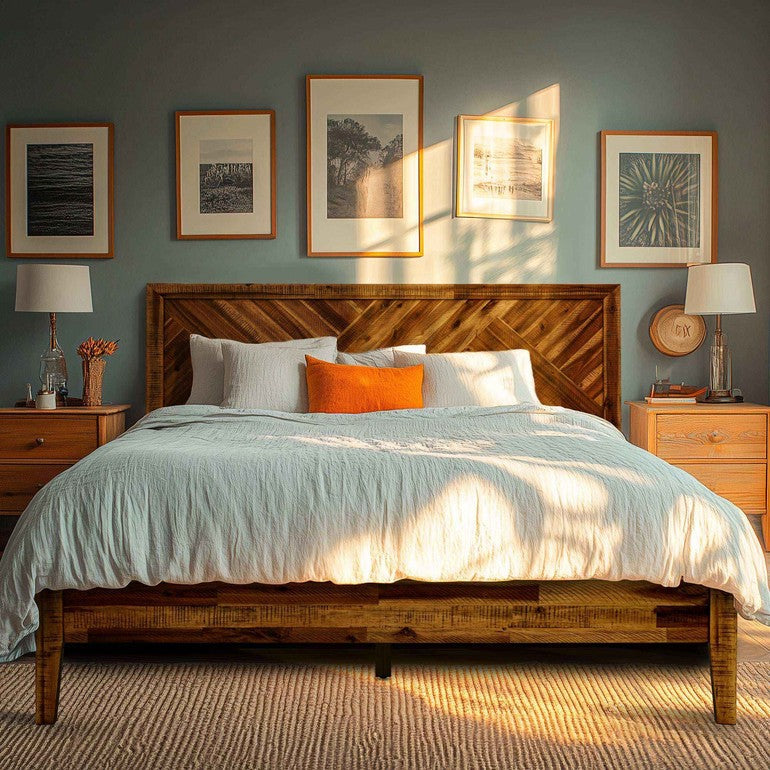 Acacia Sierra Deluxe Solid Wood Bed Frame - in Ebony, Walnut, or Early American