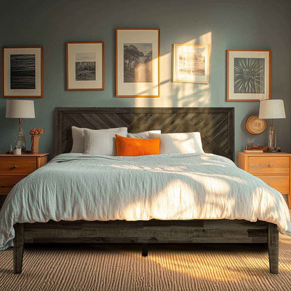 Acacia Sierra Deluxe Solid Wood Bed Frame - in Ebony, Walnut, or Early American