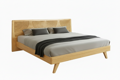 Harmony Acacia Solid Wood Platform Bed Frame in Caramel, Natural Oak, Walnut