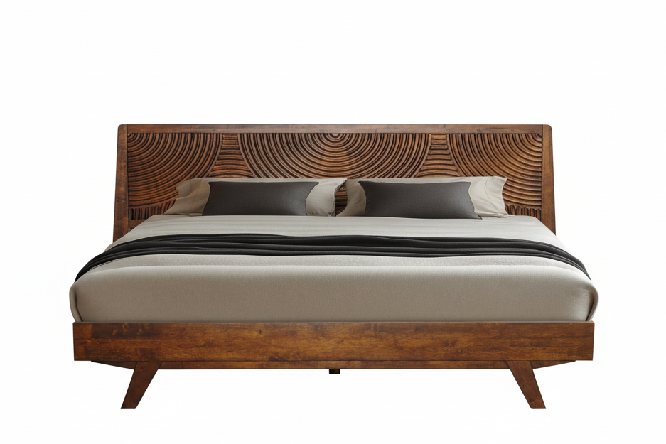 Harmony Acacia Solid Wood Platform Bed Frame in Caramel, Natural Oak, Walnut