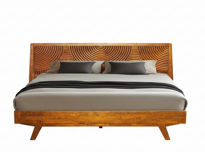 Harmony Acacia Solid Wood Platform Bed Frame in Caramel, Natural Oak, Walnut