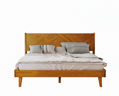 Gazelle Acacia Platform Bed Frame With Headboard - Caramel, Walnut
