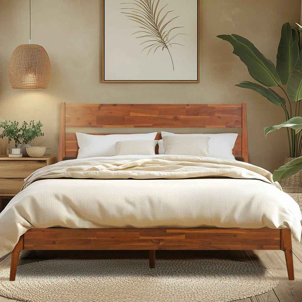 Acacia Callisto Solid Wood Bedframe in Black Ristretto or Walnut Finish